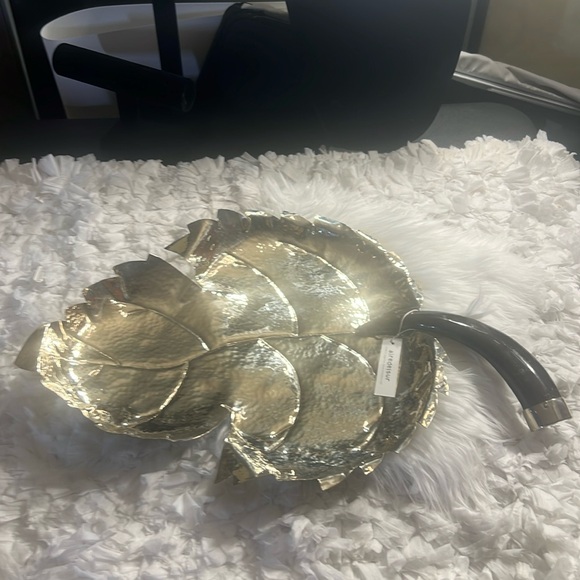 airedelsur Leaf serving Tray With Horn Signed 20.5” W X 13.5”H - Picture 2 of 12
